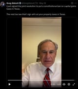 Abbott no capital gains Texas