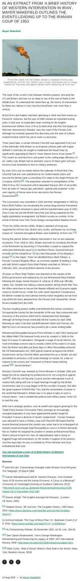 Beginnings of Oil-Imperialism in Iran Stop the War