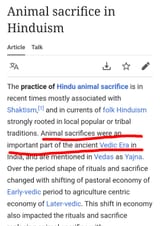 Animal sacrifice is vedic culture