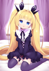 lolibooru 673347 black_legwear blob_(artist) futa_(nabezoko)_(style) gothic_lolita hand_between_legs lolita_fashion long_sleeves looking_at_viewer very_long_hair_1724684929727661