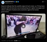 Reports indicate that the satellite signal of Iran’s state-run TV has been hacked, with all channels now broadcasting anti-regime messages 18-06-2025 HD