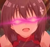 anime girl glowing purple red eyes