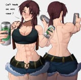 revy_black_lagoon_drawn_by_yoracrab__sample-53ded29e9ce42f20ac228b7a10e2b613 muscular buff abs tomboy anime girl arms legs back