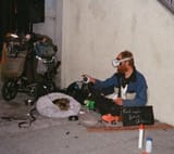 Homeless guy with VR headset