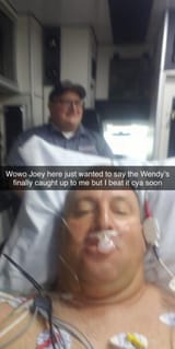 Joey&#039;s world tour in the hospital screaming in the ambulance WOOWOOOWOWOOWO I&#039;M BAAAAAAAAAAAAAAAAAAAAACK!