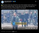 President Zelensky visited the site of the deadly missile strike on a residential building in Kyiv, shortly after returning from Canada. He honored the memory 19-06-2025 HD