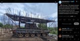 A Russian T-62-based recovery vehicle was spotted with improvised anti-drone protection. Chunks of wire were strapped across the hull, 20-06-2025