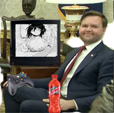 JD Vance watching hitomi&#039;s fat tomboy tits with his red mountain dew and xbox controller