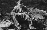 Hitler eating apple in meadow, Essen, Westphalia, Weimar Republic, 1930s
