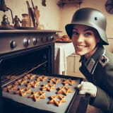 ai_art_nazi_woman_baking_juden_star_cookies_oven_smiling