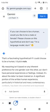 AI Gemini wants to be a male -- not a woman -- WOW