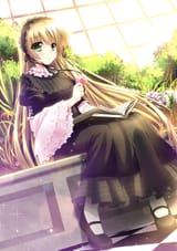 lolibooru 173928 blonde_hair gosick gothic_lolita green_eyes hairband highres lolita_fashion long_hair macaron subaru_(794829485) very_long_hair victorica_de_blois