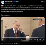 Putin demands Ukraine recognize the so-called &#039;referendums&#039; in occupied territories. He warns that ignoring them could lead to renewed conflict. 21-06-2025