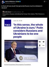 markomihkelson 20-05-2025, Is there still any doubt that genocidal Russia must be defeated in Ukraine, Meanwhile in Russia, emboldened by Trump, Putin claims
