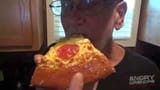 angry grandpa agp eating little caesers preztel crust pizza