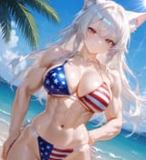 buff awoo ai american bikni on the beach