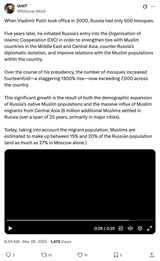 UnliT on X @pl_european When Vladimir Putin took office in 2000 Russia had only 500 mosques. Five years later he initiated Russia&#039;s entry into the Organisation of Islamic Cooperation (OIC) in order to strengthen [...]