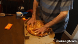 angry grandpa agp destroying dominios pizza after he saw the illegals making it and put black tar herion into the cheese