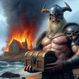 Viking Barbarian Chad Burned Monastery Treasure Loot AI Generated Image Meme 1746913436812133