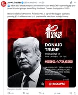 Trump AIPAC tracker, Israeli donations