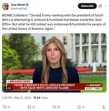 msnbc tweet twitter saying trump lied about south african genocide and embarrassed the united states