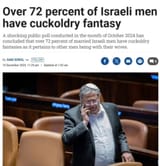 over 72 percent of israeli men have cuckoldry fantasy
