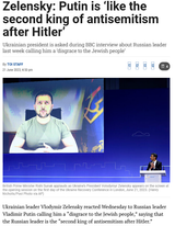 Zelensky Putin is ‘like the second king of antisemitism after Hitler’