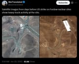 Satellite images from days before US strike on Fordow nuclear sites show heavy truck activity at the site. 22-06-2025
