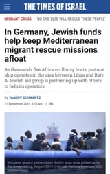 2019-09-21 In Germany, Jewish funds help keep Mediterranean migrant rescue missions afloat - Kike NGOs Flooding millions of shitskin nigger refugee migrants into Europe - Yaakov Schwartz The Times Of Israel