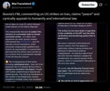 Russia’s FM, commenting on US strikes on Iran, claims &#039;peace&#039; and cynically appeals to humanity and international law. 22-06-2025