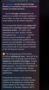 Russia’s FM, commenting on US strikes on Iran, claims &#039;peace&#039; and cynically appeals to humanity and international law. 22-06-2025 P1
