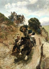 Johann Frank Kirchbach (London, England, U.K. 1859-1912 Schliersee, Oberbayern, Kingdom of Bavaria, German Reich) Revolt of the peasants - Oil on canvas 1896