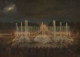 Eugène Lami (Paris 1800-1890 ibid.) Illuminated fountains show at the Neptune Basin in honour of the king of Spain - oil on canvas 1864 [Napoleon III and Francisco de Asís, Versailles 21 Aug. 1864]