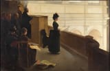 Henry Lerolle (Paris, French Republic 1848-1929 ibidem) The Organ Rehearsal, The artist&#039;s brother-in-law the composer Ernest Chausson (1855-1899) at the Organ - Oil on canvas 1885
