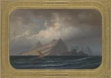 Carl Robert Kummer (Dresden, Kingdom of Saxony, Confederation of the Rhine, French Empire 1810-1889 Dresden, Kingdom of Saxony, German Reich) Insel Cies bei Vigo in Spanien (Cies Island near Vigo in Spain) - Öl auf Malpappe 1859-min