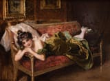 Daniel Hernández Morillo (Salcabamba, Tayacaja Province, Republic of Peru 1856-1932 Lima, Republic of Peru) Lady lying on a couch - Oil on board