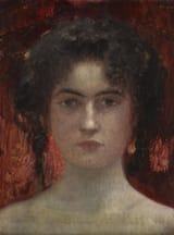Eduard Veith (Neutitschein, Kingdom of Bohemia, Austrian Empire 1856-1925 Vienna, Republic of Austria) Portrait of a young woman - Oil on panel 1914