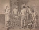 Diego Rodríguez de Silva y Velázquez (Seville 1599-1660 Madrid) Vulcan&#039;s forge - oil on canvas 1630 [c.1798 pencil on paper copy by Francisco José Alcántara]