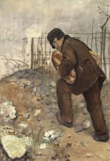 Jean-François Raffaëlli (Paris, French Republic 1850-1924 ibidem) L’homme aux deux pains (Man with two loaves of bread) - Huile sur toile 1879