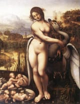 Leonardo da Vinci (Anchiano 1452-1519 Clos Lucé) Leda and the swan - oil on canvas c.1505 [1505-10 oil on canvas copy by Cesare da Sesto]