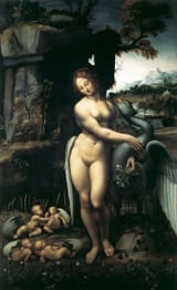 Leonardo da Vinci (Anchiano 1452-1519 Clos Lucé) Leda and the swan - oil on canvas c.1505 [c.1508-15 oil on canvas copy by Francesco Virgolini]