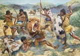 Giuseppe Rava (Faenza 1963-) Lion hunt in Argolis, 15th c. BC - gouache 2010