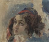 Mikhail Aleksandrovich Vrubel (Omsk, Akmolinsk Oblast, Russian Empire 1856-1910 St. Petersburg, Russian Empire) Study for &#039;&#039;The Swan Princess&#039;&#039; - Oil on canvas-min