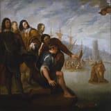 José Jiménez Donoso (Consuegra, Province of Toledo c.1632-1690 Madrid) Saint Francis of Paula sailing on his cape - oil on canvas 1650-90