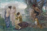 Eduard Veith (Neutitschein, Kreis Neutitschein, Margraviate of Moravia, Empire of Austria 1856-1925 Vienna, Republic of Austria) Das Urteil des Paris (The Judgement of Paris) - Öl auf karton