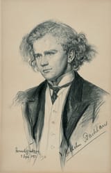 Ismael Wolfgang Christian Gentz (Berlin, Kingdom of Prussia, German Confederation 1862-1914 Berlin, German Reich) Porträt des Pianisten Wilhelm Backhaus (1884-1969) - Bleistift und schwarze Kreide auf Velin 1905