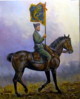 José Ferré-Clauzel (Tolouse 1961-) The standard-bearer duke, 1921 - oil on canvas 2011 [Luis Gonzaga Osorio de Moscoso, 7th Duke of Montemar, legionary, Rif War] (c.i.)