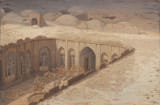 Taher Pour Heidari (Rafsanjan, Kerman province, Islamic Republic of Iran 1984-) Ruins of a caravanserai in the desert - Oil on canvas 2021