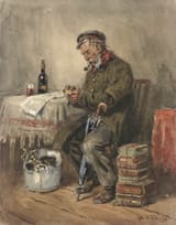 Vladimir Egorovich Makovsky (Moscow, Russian Empire 1846-1920 Petrograd, Russian Socialist Federative Soviet Republic) A seated man smoking a pipe - Pencil, black ink and gouache on paper