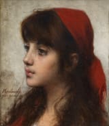 Alexei Alexeevich Harlamoff (Dyachevka, Saratov Governorate, Russian Empire 1840-1925 Paris, French Republic) Young beauty in a scarlet shawl - Oil on canvas